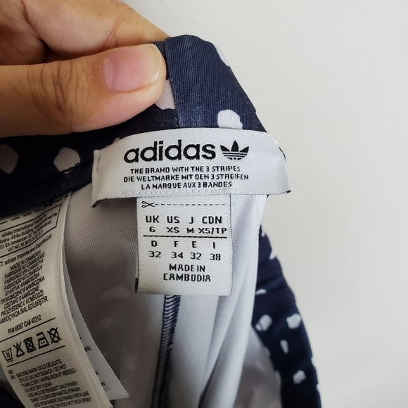 Adidas Originals Navy Blue High Rise 3 Striped Dot Printed Tight Leggings - Picture 11 of 12